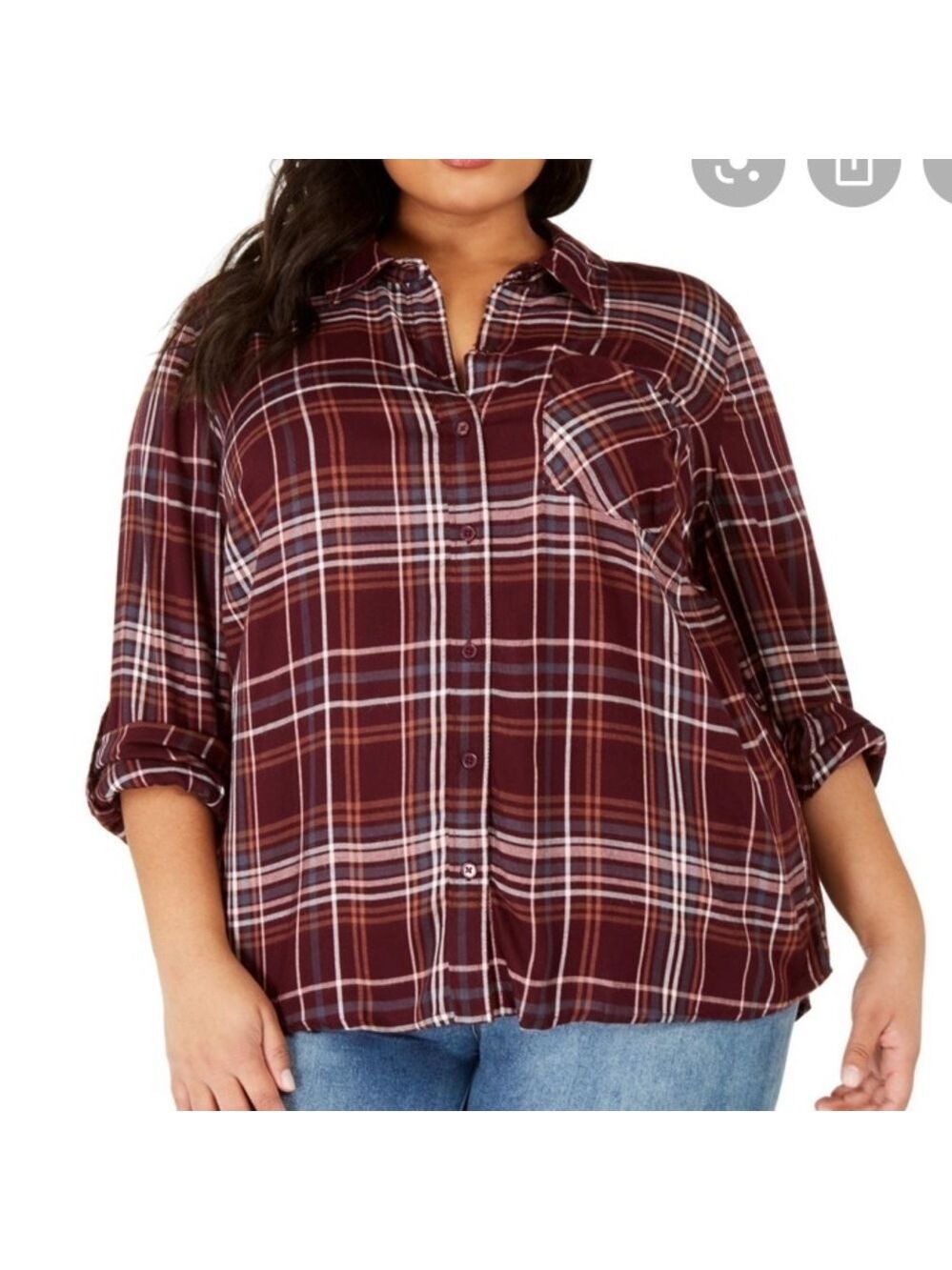 Nwt Style & Co. Plaid Button Up Long Sleeve Shirt